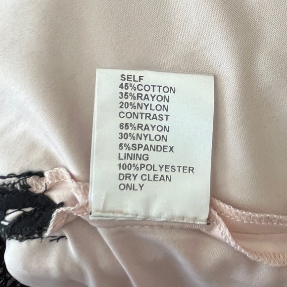 Tadashi Shoji Fit and Flare Black/Blush Stretch Lace Dress Sz 14 - Picture 3 of 8